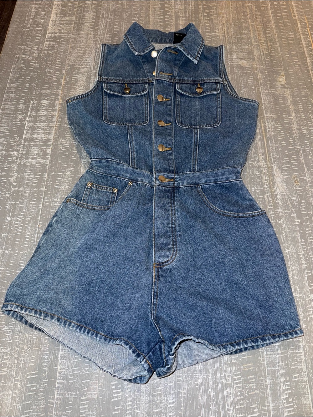 Vintage 90s Boutique Europa sleeveless denim romper